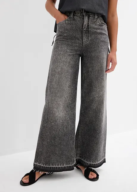 Wide leg jeans high waist, cropped, bonprix