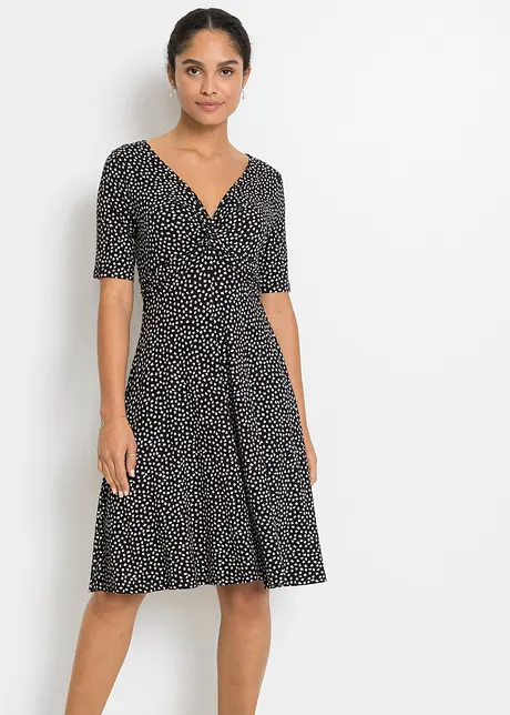Gedessineerde jersey jurk met drapering in een zachte viscosemix, bonprix
