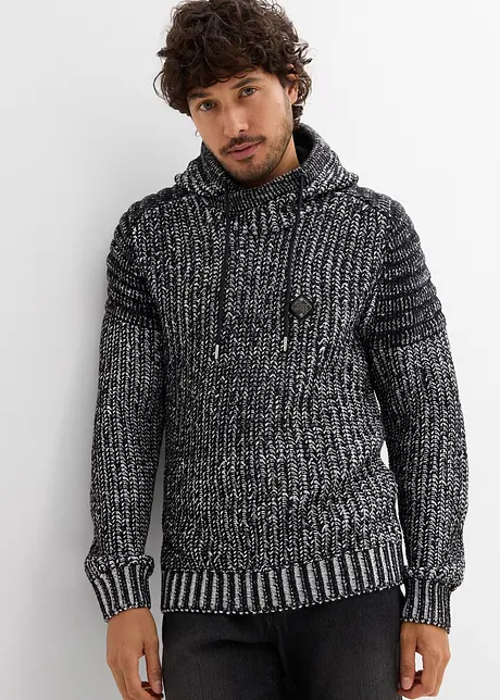 Grof gebreide hoodie met bikerdetails, bonprix