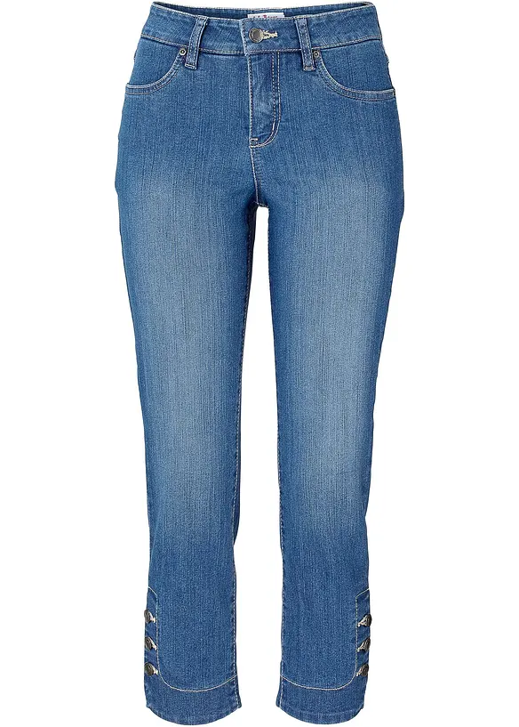 Slim fit mid waist jeans, cropped, bonprix