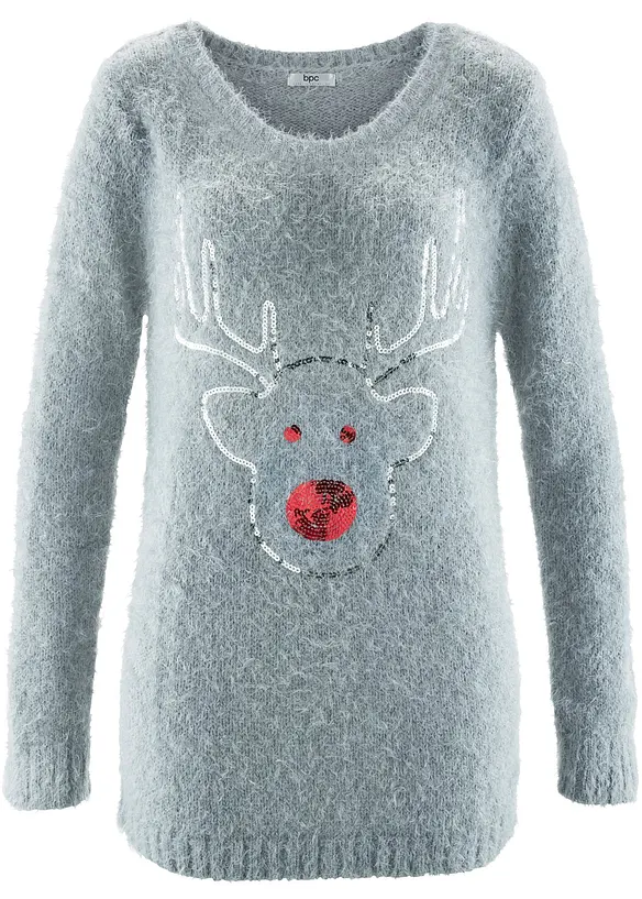 Kersttrui met pailletten rendier, bonprix