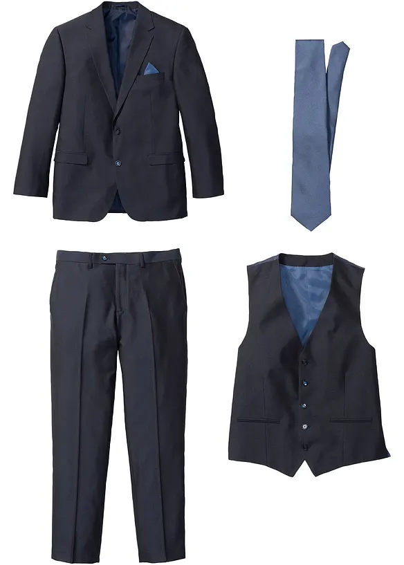 Pak met gilet en stropdas, regular fit (4-dlg. set), bonprix