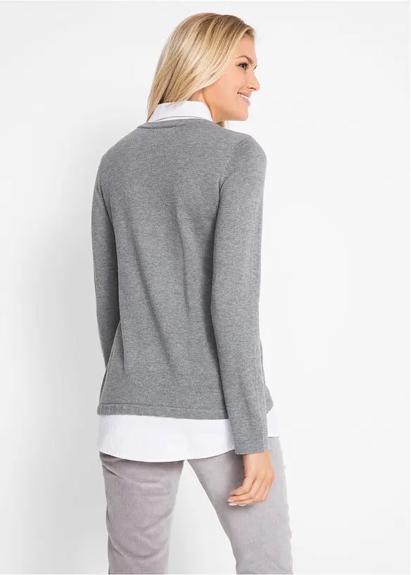 2-in-1 trui met blouse-inzet, lange mouw, bpc bonprix collection