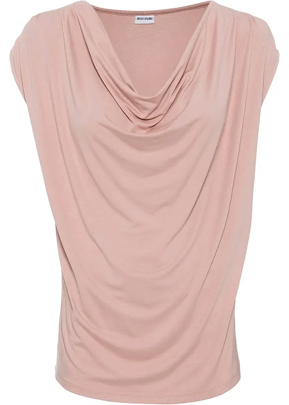Shirt met watervalhals in een  viscosemix, bonprix
