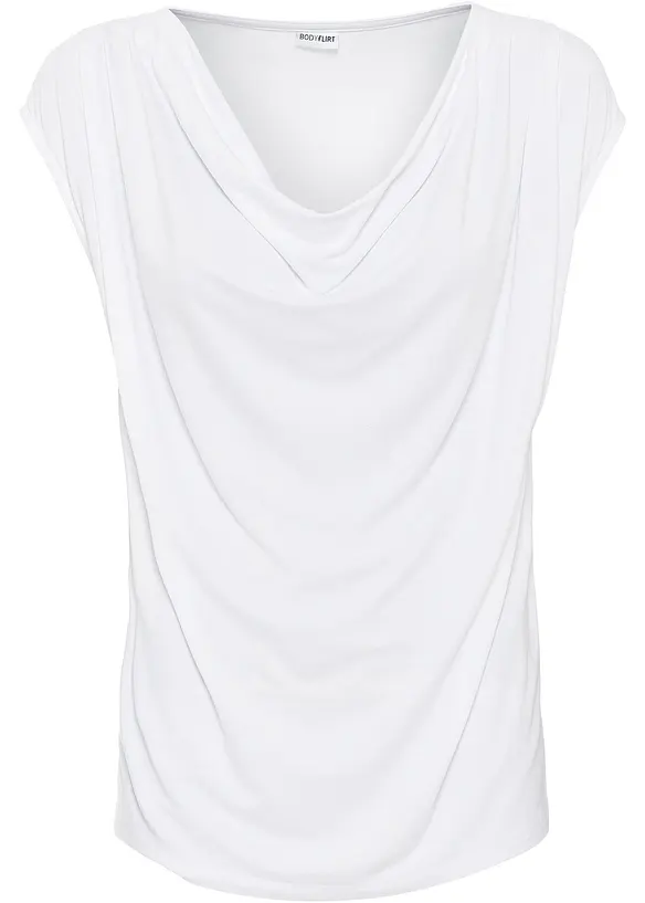 Shirt met watervalhals in een  viscosemix, bonprix