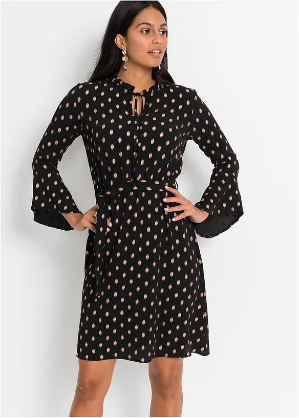 Jurk met strikceintuur, bonprix