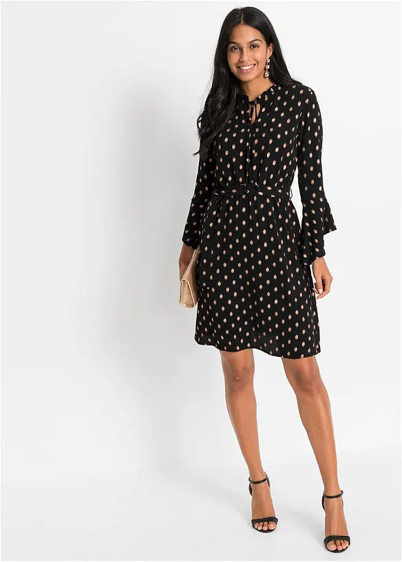 Jurk met strikceintuur, bonprix