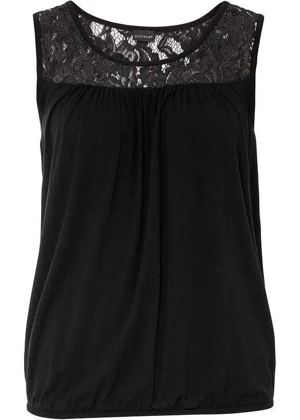 Top met kant in een viscosemix, bonprix