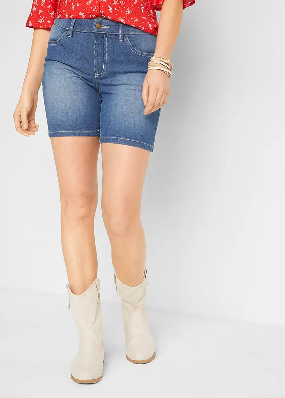 Stretch jeans short slim fit mid waist (set van 2), bonprix