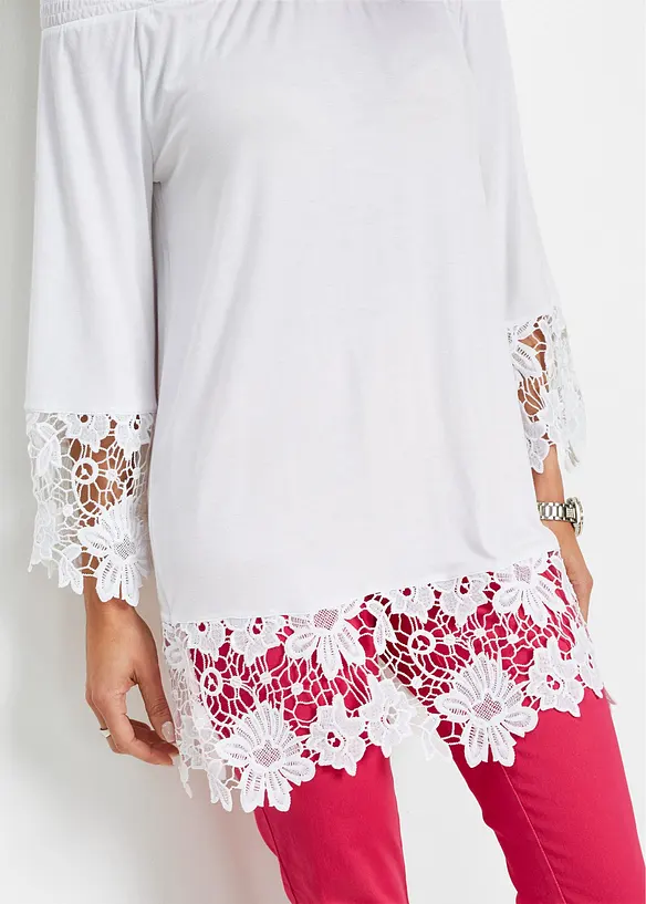 Carmen tuniek met kant, bonprix