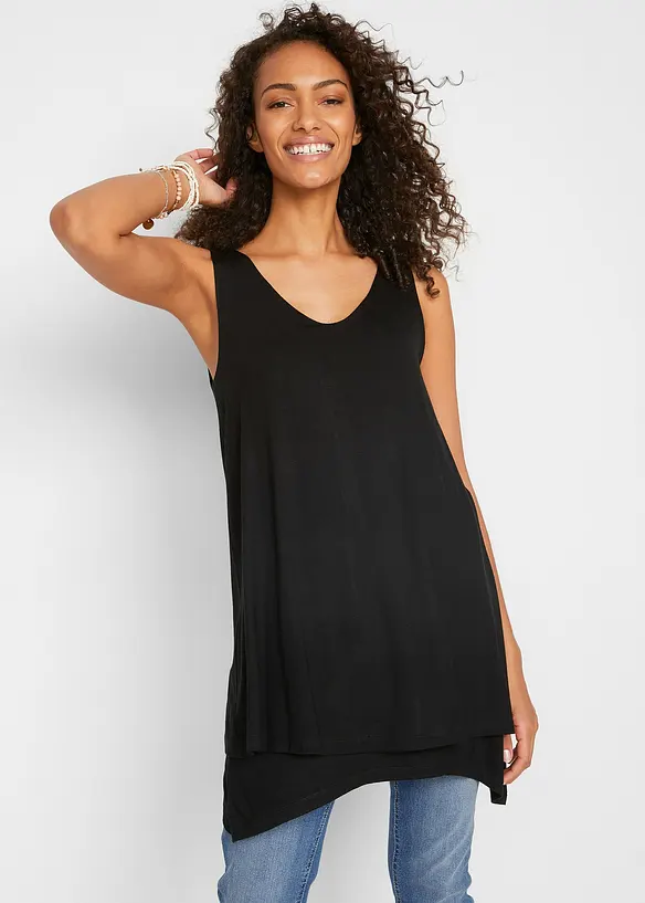 Dubbellaagse longtop in een viscosemix, bonprix