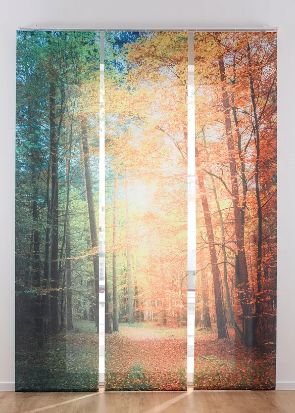 Transparant paneelgordijn met digitale print bos (set van 3), bpc living bonprix collection