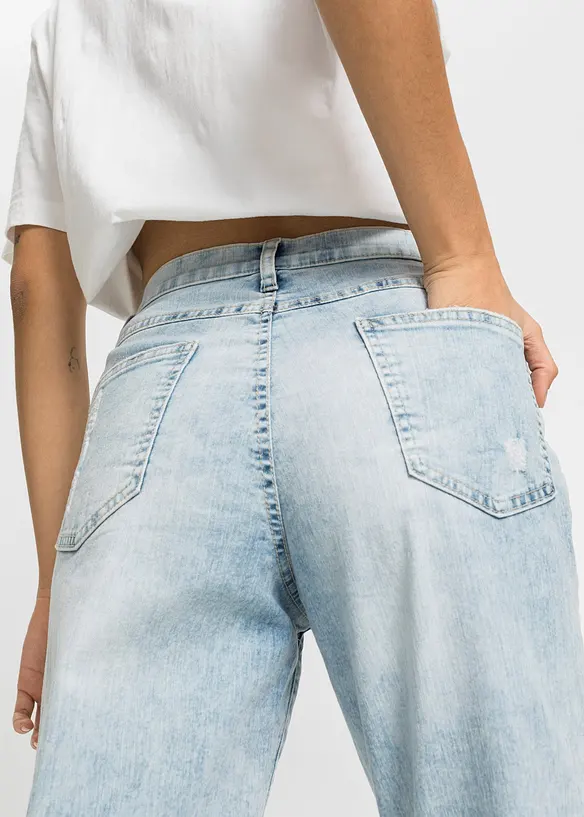 Mom jeans met destroyed effecten, high waist, bonprix