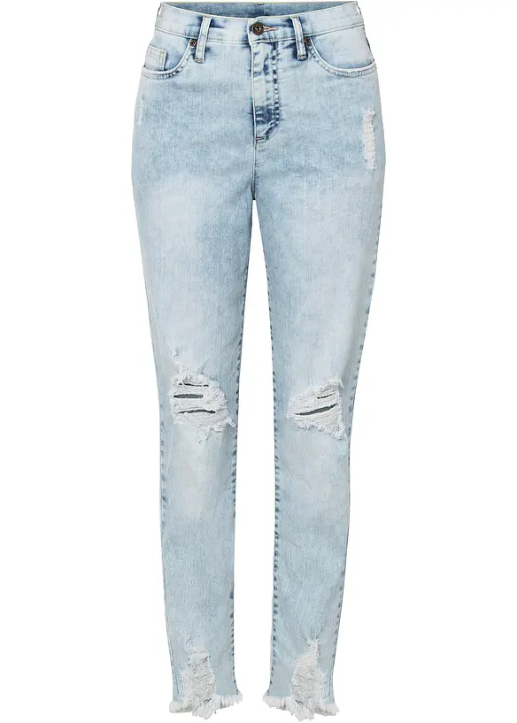 Mom jeans met destroyed effecten, high waist, bonprix