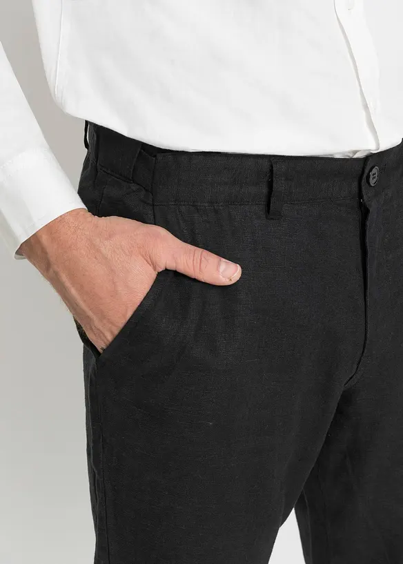 Regular fit linnen chino met comfortband, straight, bonprix