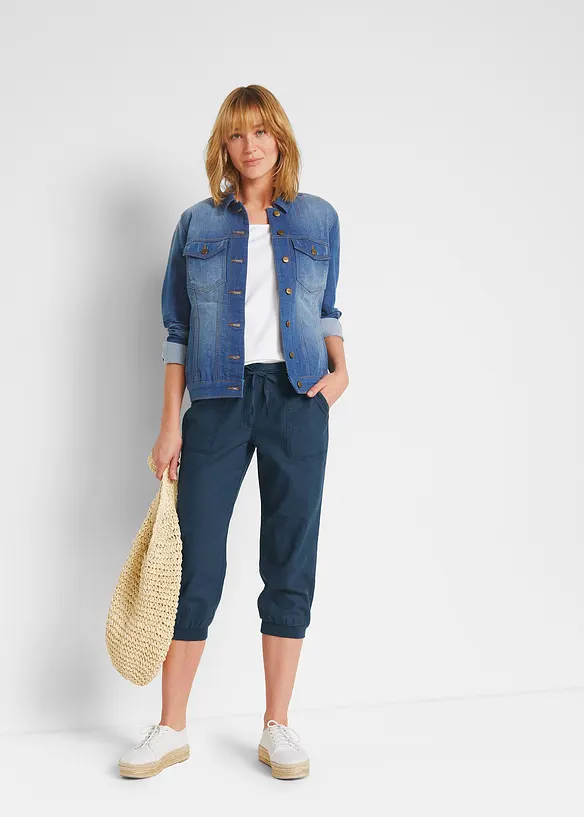 Linnen 3/4 broek met comfortband, loose fit, bonprix