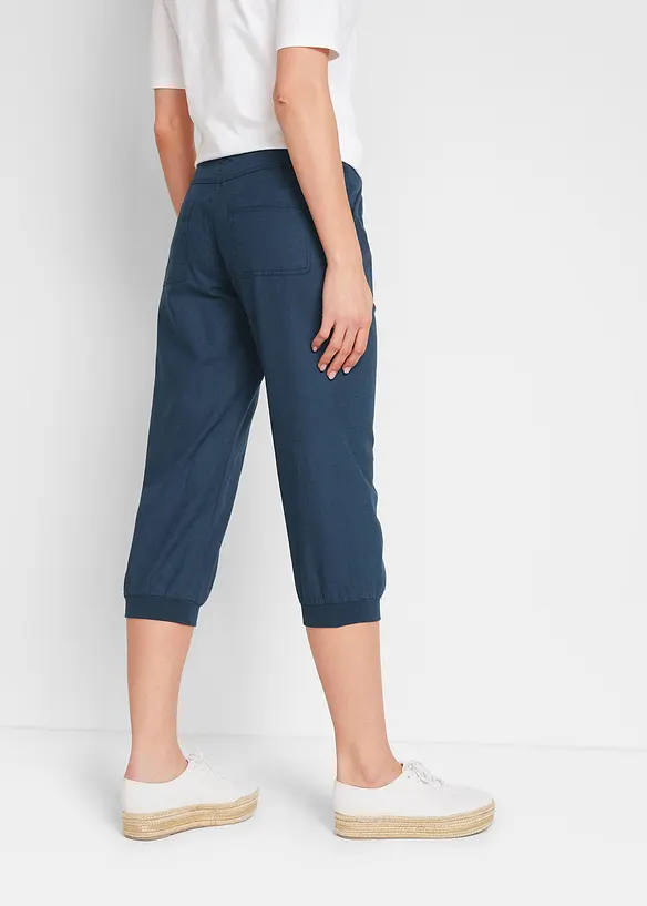 Linnen 3/4 broek met comfortband, loose fit, bonprix