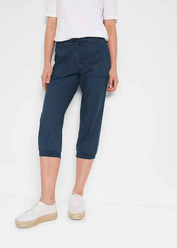 Linnen 3/4 broek met comfortband, loose fit, bonprix