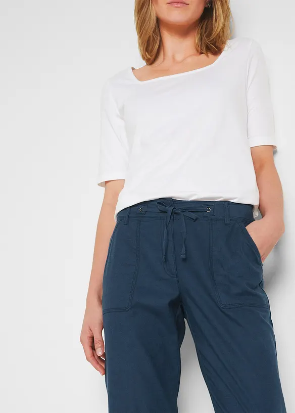 Linnen 3/4 broek met comfortband, loose fit, bonprix