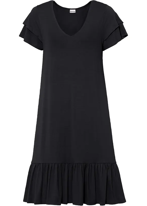 Jersey jurk met volants in een viscosemix, bonprix