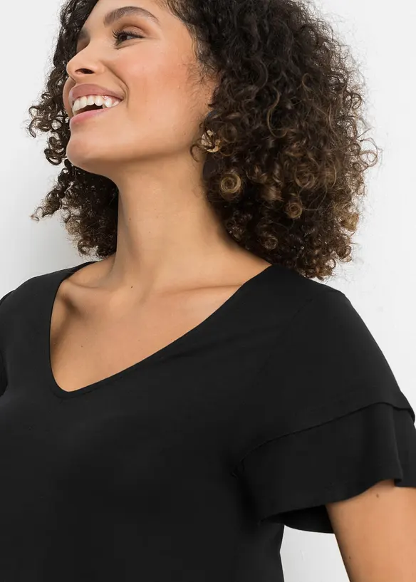 Jersey jurk met volants in een viscosemix, bonprix