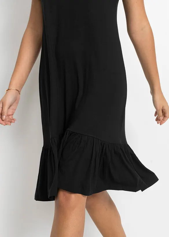 Jersey jurk met volants in een viscosemix, bonprix