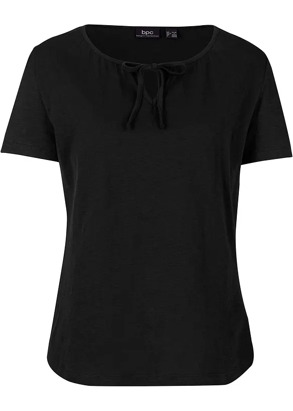 Shirt met strikkoordjes, korte mouw, bonprix