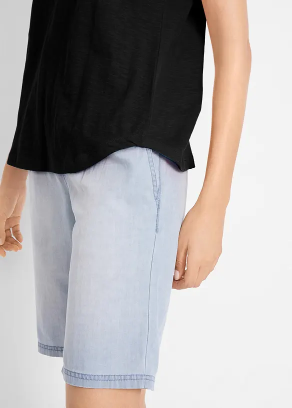 Shirt met strikkoordjes, korte mouw, bonprix