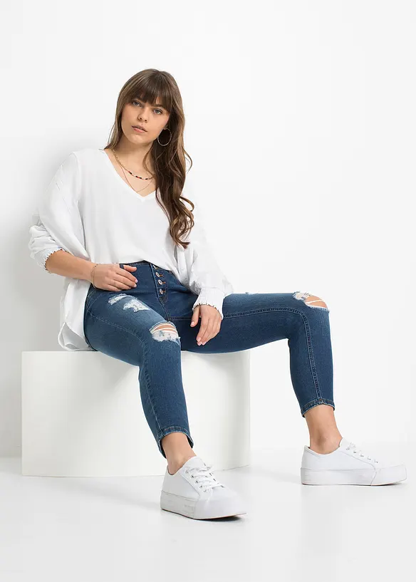Cropped destroyed jeans, bonprix