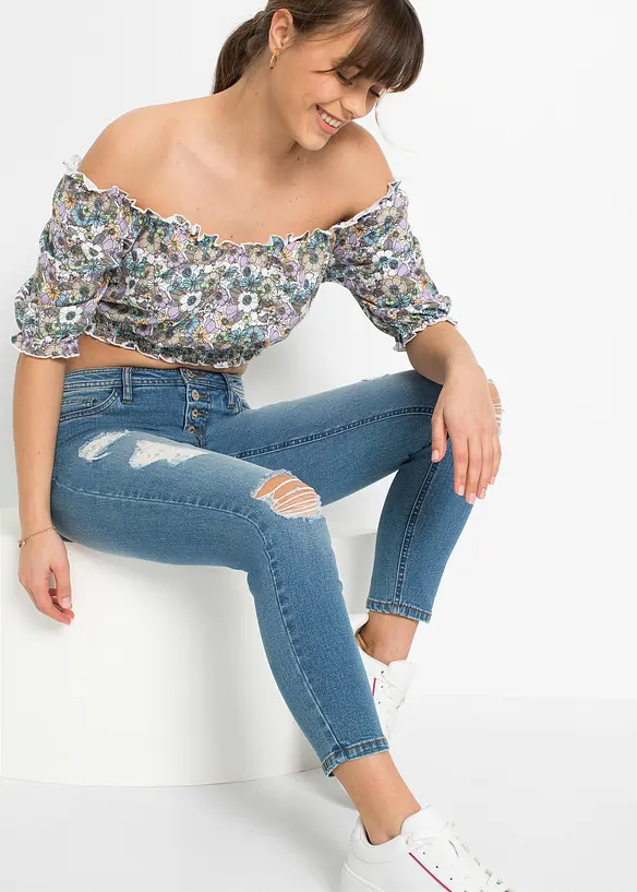 Cropped destroyed jeans, bonprix