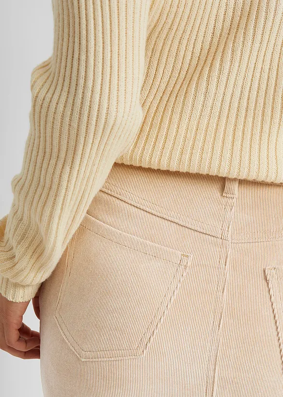 Stretch corduroy rok in midilengte, bonprix