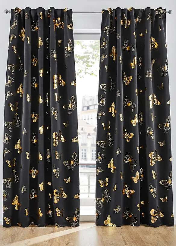 Verduisterend gordijn met glanzende vlinders (1 stuk), bonprix