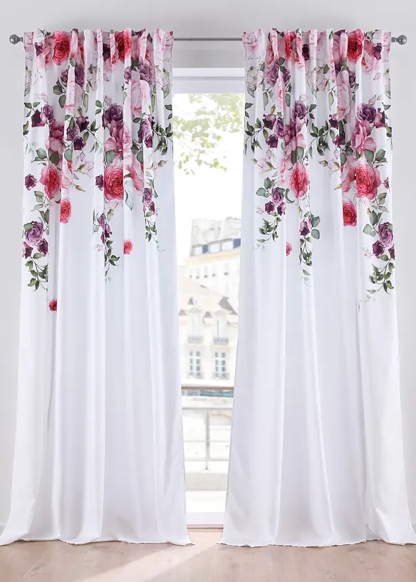Gordijn met bloemenprint (2 stuks), bonprix