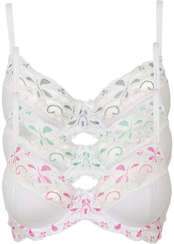 Beugel bh met delicaat kant (set van 3), bonprix