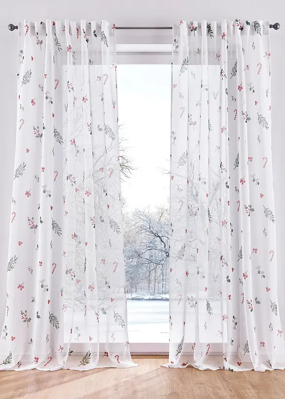 Transparant gordijn met kerstmotief (1 stuk), bonprix
