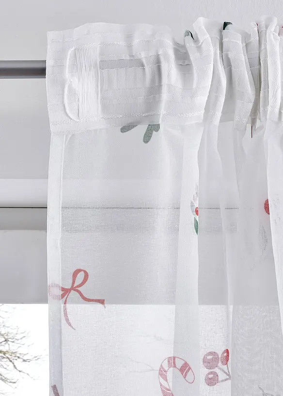 Transparant gordijn met kerstmotief (1 stuk), bonprix