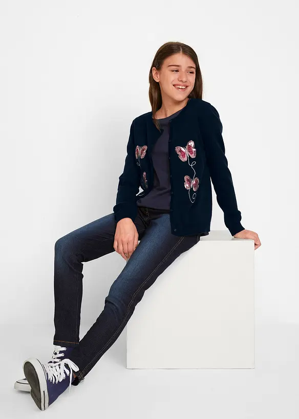 Meisjes fijn gebreid vest met pailletten, bonprix