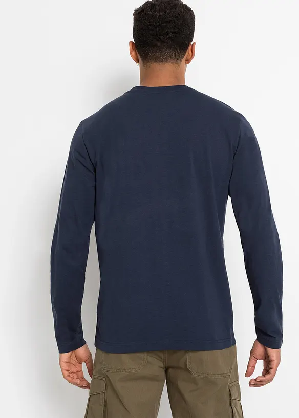 Henley longsleeve van biologisch katoen (set van 2), bonprix