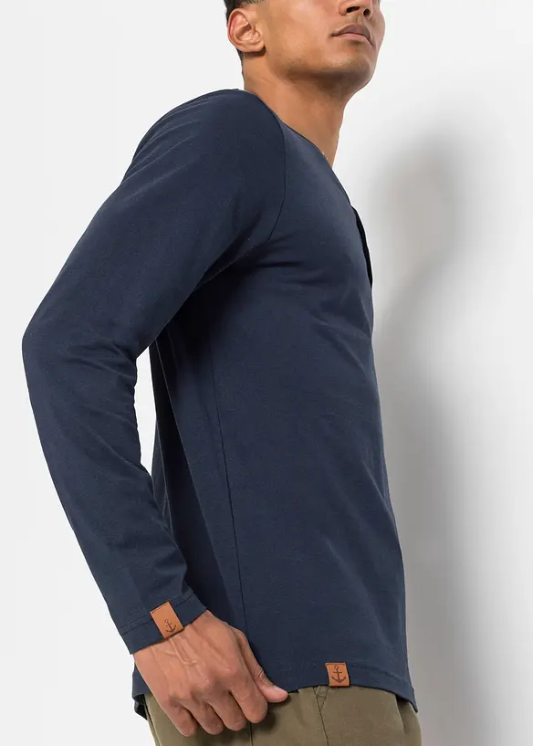 Henley longsleeve van biologisch katoen (set van 2), bonprix