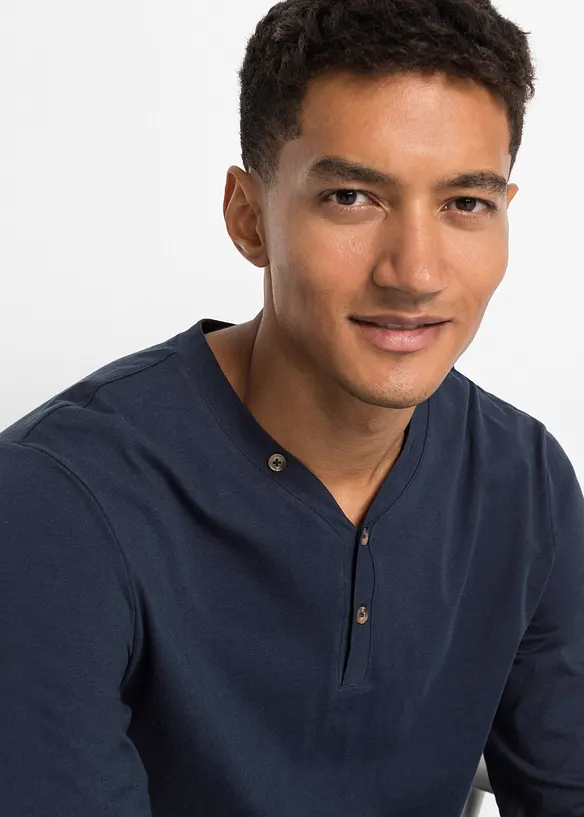 Henley longsleeve van biologisch katoen (set van 2), bonprix