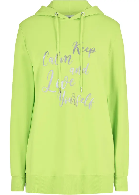 Trendy sweater met statement print en capuchon, bonprix