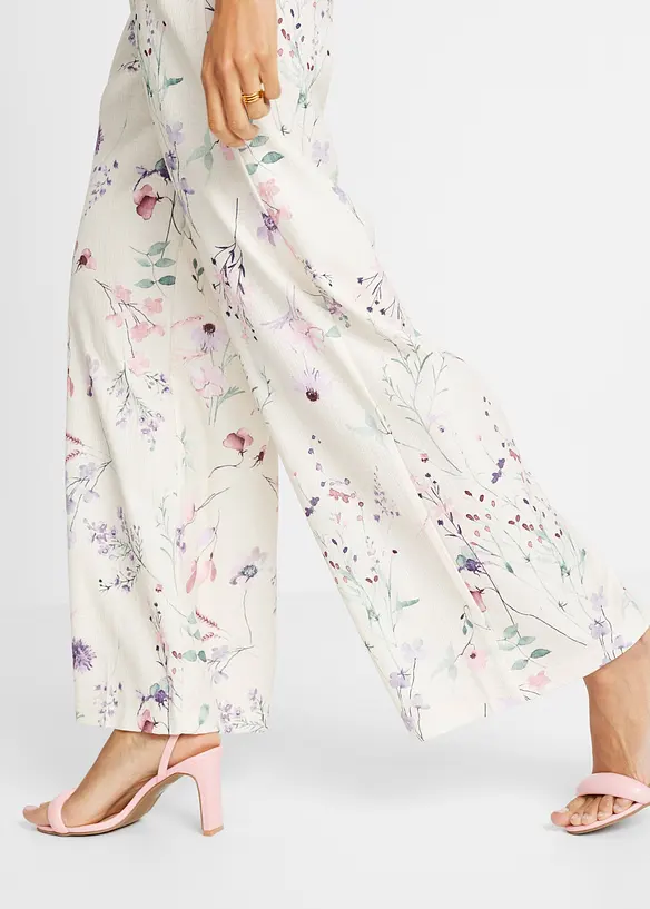 Jersey broek met bloemenprint, bonprix