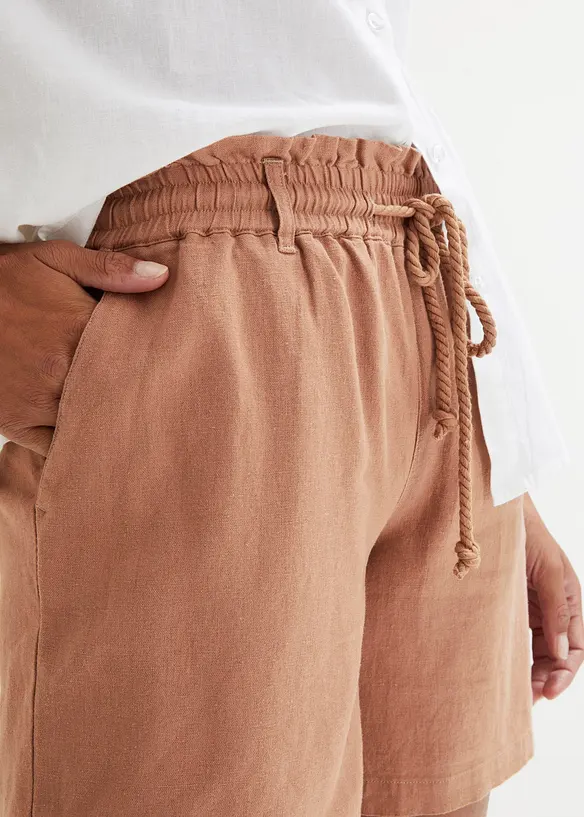 Paperbag short met linnen, bonprix