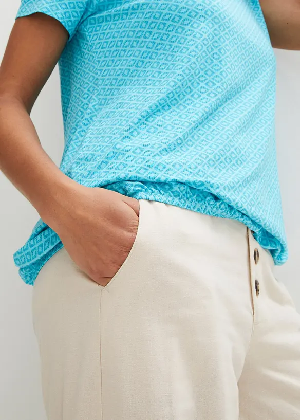 Shirt met elastiek, korte mouw, bonprix