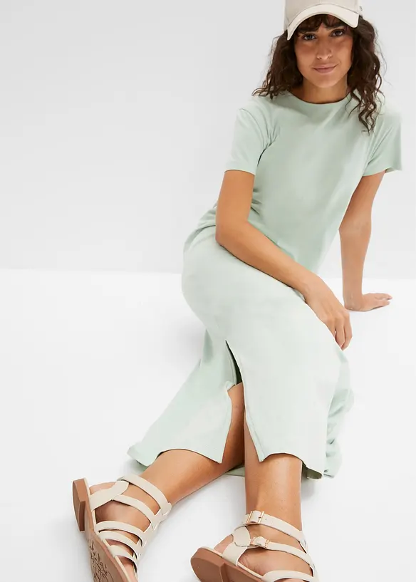 Katoenen maxi jurk met split, bonprix