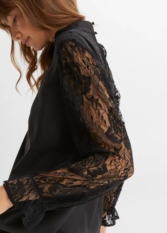 Blouse met kant, bonprix
