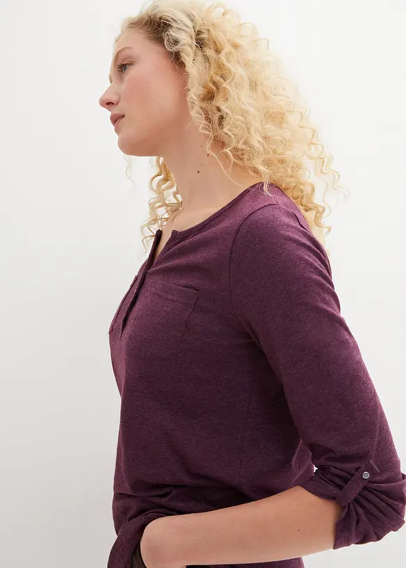 Katoenen Henley shirt met knoopsluiting, bonprix