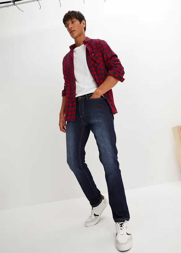 Regular fit stretch thermojeans, extra zacht aan de binnenkant, straight, bonprix