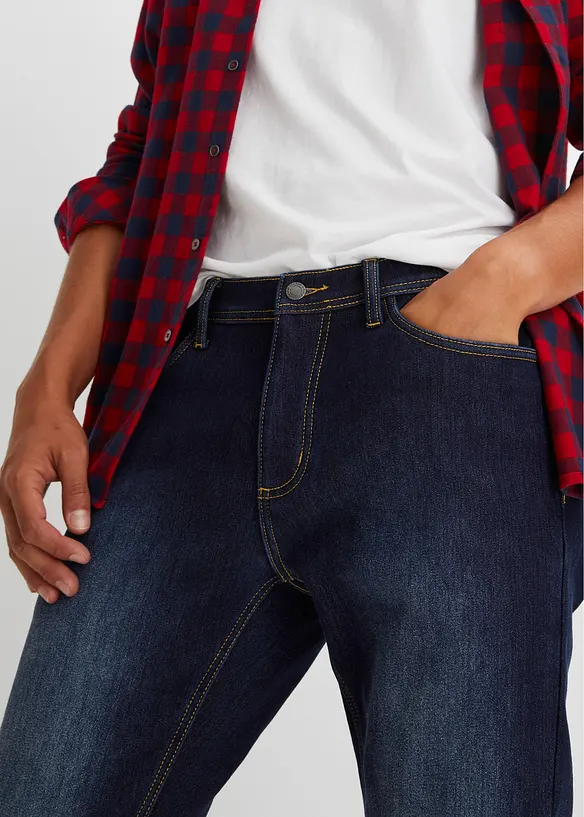 Regular fit stretch thermojeans, extra zacht aan de binnenkant, straight, bonprix