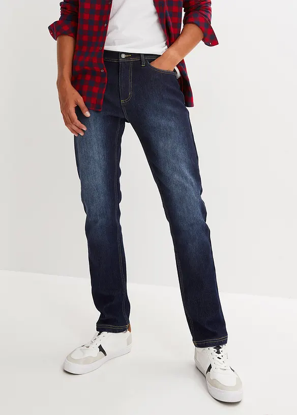 Regular fit stretch thermojeans, extra zacht aan de binnenkant, straight, bonprix